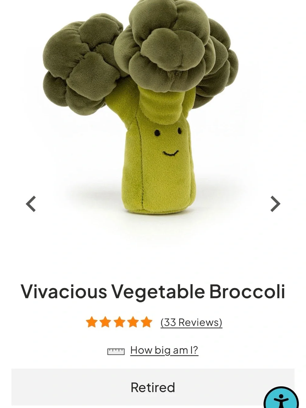 NWT Jellycat Vivacious Broccoli RETIRED